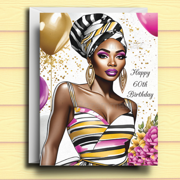 Black Woman Birthday Card J2